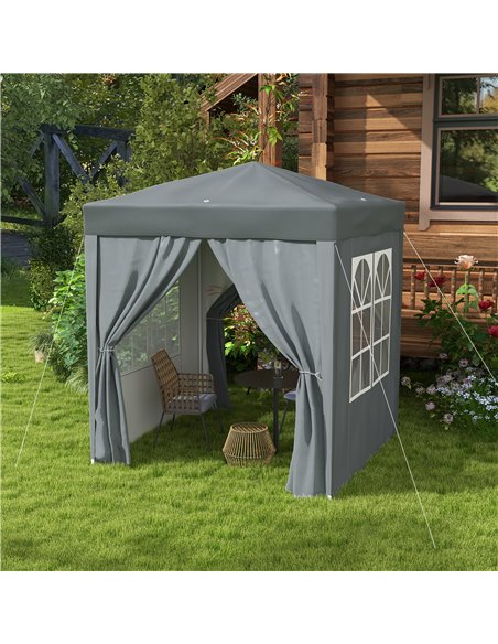 Outsunny Garden Pop Up Gazebo Marquee Party Tent Canopy with free Carrying Case, Removable 2 Walls, 2 Windows, 2m x 2m, Grey 84C - pic 82022 | FastDaddyshop