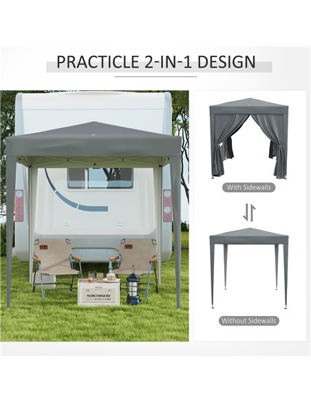 Outsunny Garden Pop Up Gazebo Marquee Party Tent Canopy with free Carrying Case, Removable 2 Walls, 2 Windows, 2m x 2m, Grey 84C - pic 82024 | FastDaddyshop