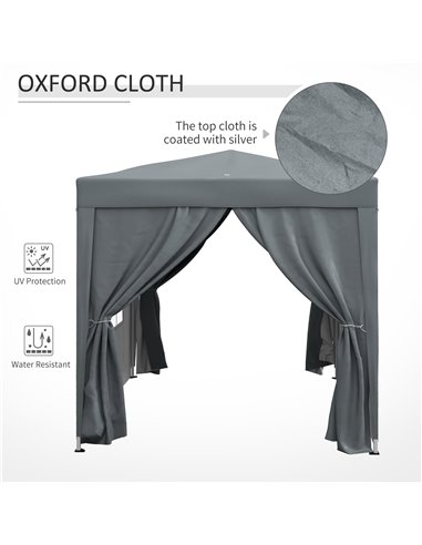 Outsunny Garden Pop Up Gazebo Marquee Party Tent Canopy with free Carrying Case, Removable 2 Walls, 2 Windows, 2m x 2m, Grey 84C