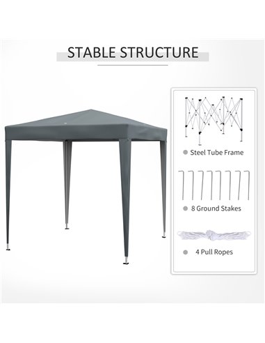 Outsunny Garden Pop Up Gazebo Marquee Party Tent Canopy with free Carrying Case, Removable 2 Walls, 2 Windows, 2m x 2m, Grey 84C