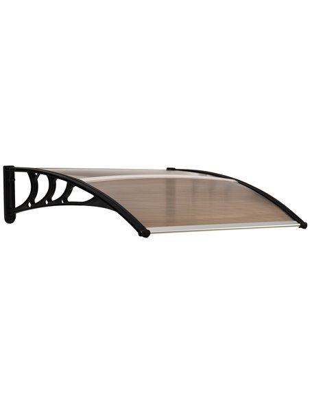 Outsunny Curved Window Door Canopy Aluminium Rigid Plastic Polycarbonate Fixed Outdoor Awning Modern Design UV Water Rain Resist - pic 82030 | FastDaddyshop