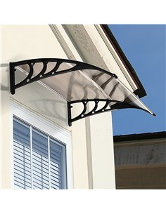 Outsunny Curved Window Door Canopy Aluminium Rigid Plastic Polycarbonate Fixed Outdoor Awning Modern Design UV Water Rain Resist 2