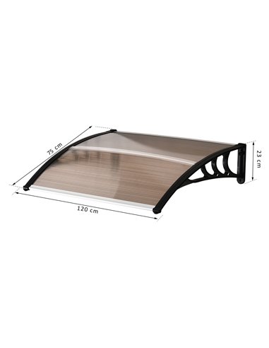 Outsunny Curved Window Door Canopy Aluminium Rigid Plastic Polycarbonate Fixed Outdoor Awning Modern Design UV Water Rain Resist