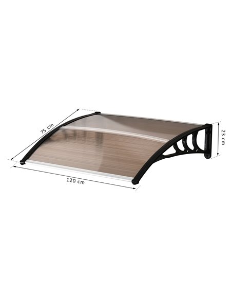 Outsunny Curved Window Door Canopy Aluminium Rigid Plastic Polycarbonate Fixed Outdoor Awning Modern Design UV Water Rain Resist - pic 82032 | FastDaddyshop