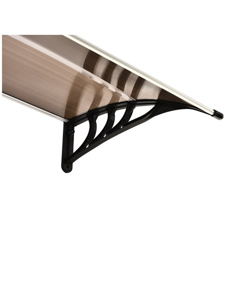 Outsunny Curved Window Door Canopy Aluminium Rigid Plastic Polycarbonate Fixed Outdoor Awning Modern Design UV Water Rain Resist - pic 82036 | FastDaddyshop