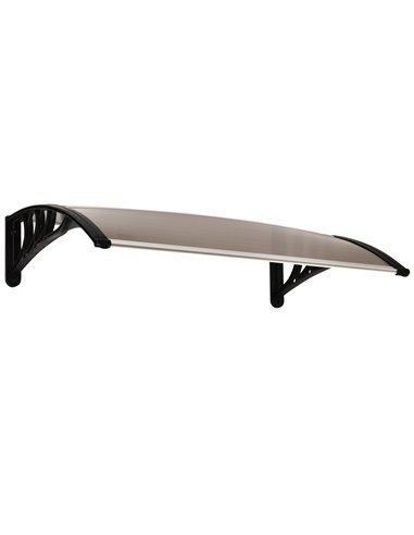 Outsunny Curved Window Door Canopy Aluminium Rigid Plastic Polycarbonate Fixed Outdoor Awning Modern Design UV Water Rain Resist