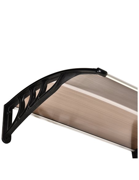 Outsunny Curved Window Door Canopy Aluminium Rigid Plastic Polycarbonate Fixed Outdoor Awning Modern Design UV Water Rain Resist - pic 82038 | FastDaddyshop