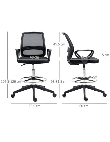 Vinsetto Ergonomic Mesh Back Drafting Chair Tall Office Chair with Adjustable Height and Footrest 360���� Swivel