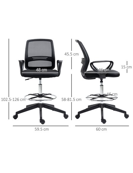 Vinsetto Ergonomic Mesh Back Drafting Chair Tall Office Chair with Adjustable Height and Footrest 360���� Swivel - pic 8204 | FastDaddyshop