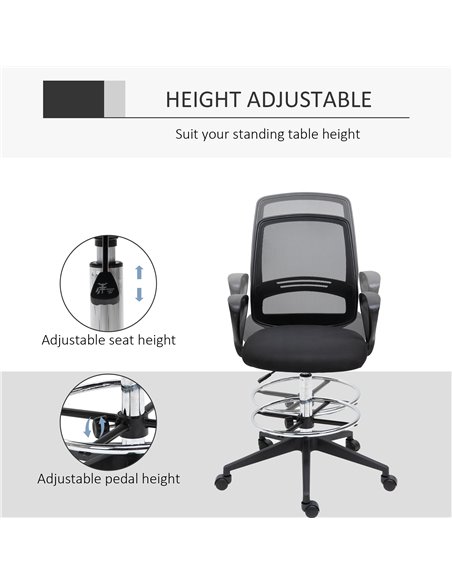 Vinsetto Ergonomic Mesh Back Drafting Chair Tall Office Chair with Adjustable Height and Footrest 360���� Swivel - pic 8206 | FastDaddyshop