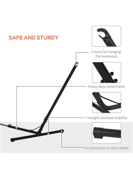 Outsunny Outdoor Garden Hammock with Stand, Double Cotton Hammock with Steel Frame, Swing Hanging Bed with Pillow, for Patio, Be - pic 82063 | FastDaddyshop