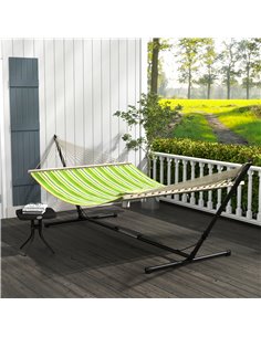 Outsunny Outdoor Garden Hammock with Stand, Black & Green 84A-P026 2