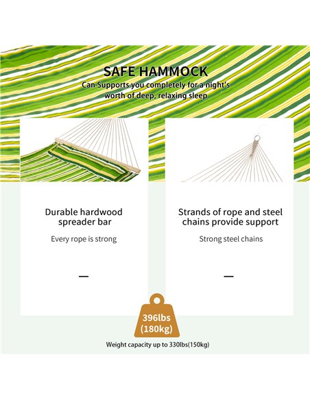 Outsunny Outdoor Garden Hammock with Stand, Double Cotton Hammock with Adjustable Steel Frame, Swing Hanging Bed with Pillow, fo - pic 82069 | FastDaddyshop