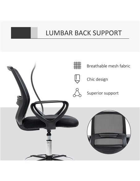 Vinsetto Ergonomic Mesh Back Drafting Chair Tall Office Chair with Adjustable Height and Footrest 360���� Swivel - pic 8207 | FastDaddyshop