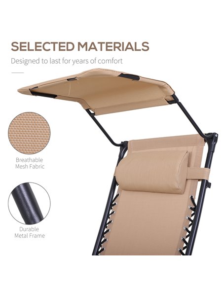 Outsunny 2 Piece Foldable Reclining Garden Chair w/ Headrest, Zero Gravity Deck Sun Lounger Seat Chair w/ Footrest, Cup Holder & - pic 82259 | FastDaddyshop