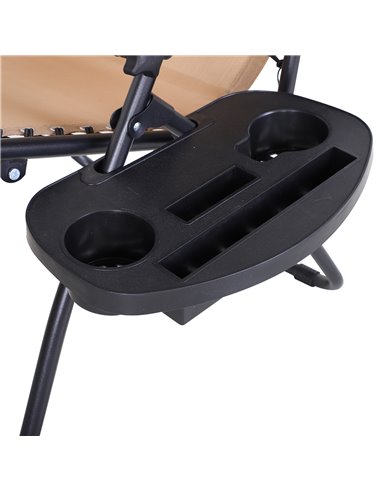 Outsunny 2 Piece Foldable Reclining Garden Chair w/ Headrest, Zero Gravity Deck Sun Lounger Seat Chair w/ Footrest, Cup Holder &