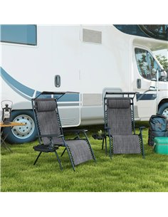 Outsunny 2 Piece Foldable Reclining Garden Chair with Headrest, Grey 84B-P189 2