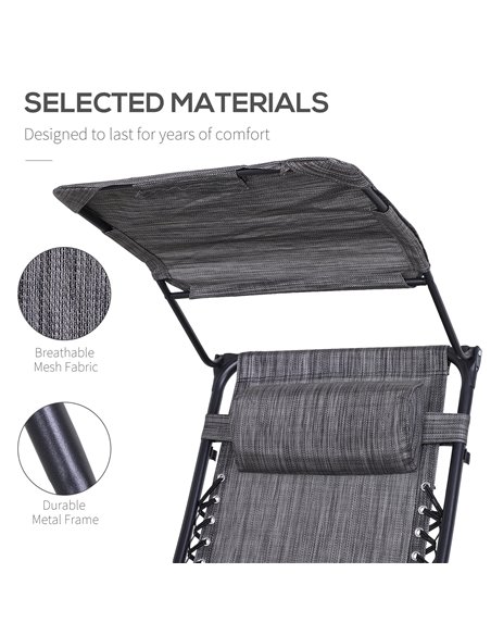 Outsunny 2 Piece Foldable Reclining Garden Chair with Headrest, Zero Gravity Deck Sun Lounger Seat Chair w/ Footrest, Armrest, C - pic 82268 | FastDaddyshop
