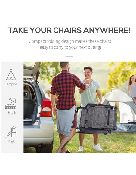 Outsunny 2 Piece Foldable Reclining Garden Chair with Headrest, Zero Gravity Deck Sun Lounger Seat Chair w/ Footrest, Armrest, C - pic 82269 | FastDaddyshop