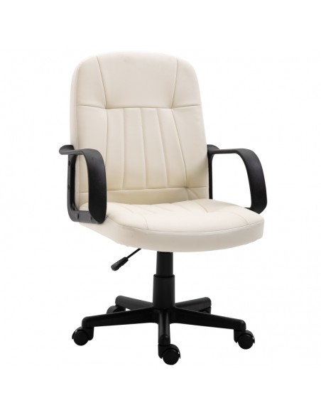 Homcom Swivel Executive Office Chair with Arm, Wheels, Cream - pic 8227 | FastDaddyshop