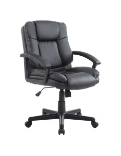Homcom Swivel Executive Office Chair PU Leather with Double-Tier Padding, Arm, Wheels, Black