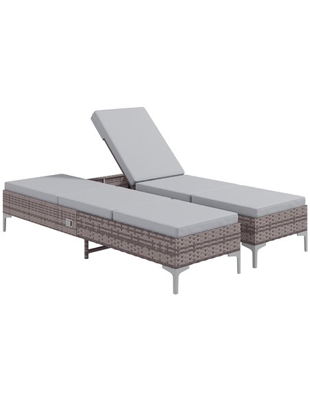 Outsunny Outdoor PE Rattan Sun Lounger Set of 2, Brown & Grey 862-P027 - pic 82291 | FastDaddyshop