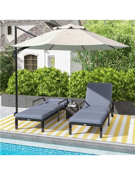 Outsunny Outdoor PE Rattan Sun Lounger Set of 2, Wicker Chaise Recliner Garden Chair with 5-Level Adjustable Backrest and 2 Whee - pic 82301 | FastDaddyshop
