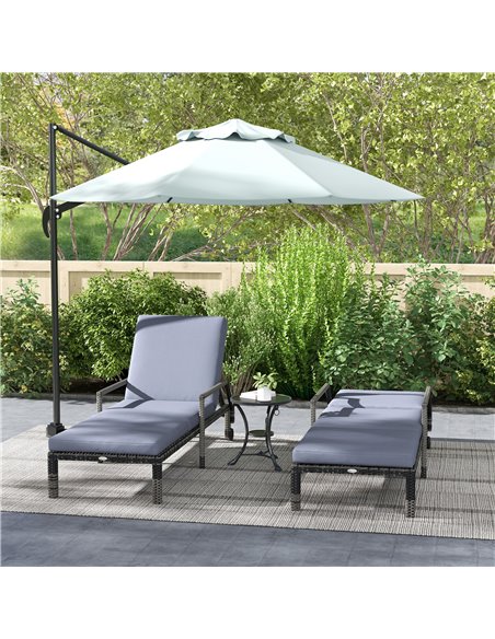 Outsunny Outdoor PE Rattan Sun Lounger Set of 2, Wicker Chaise Recliner Garden Chair with 5-Level Adjustable Backrest and 2 Whee - pic 82308 | FastDaddyshop