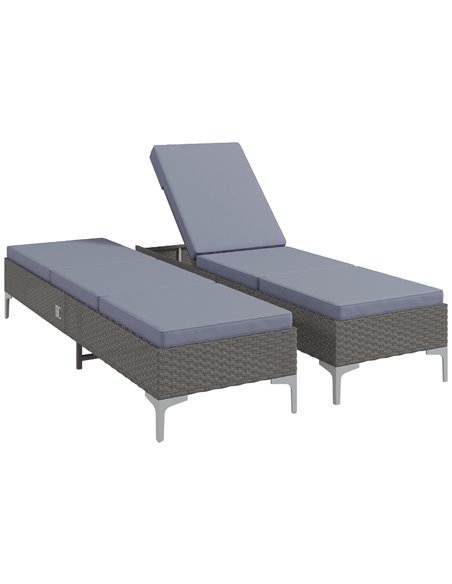 Outsunny Outdoor PE Rattan Sun Lounger Set of 2, Grey 862-P026 - pic 82309 | FastDaddyshop
