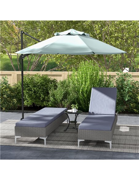 Outsunny Outdoor PE Rattan Sun Lounger Set of 2, Single Recliner Sunbed Daybed w/ Adjustable Backrest, Removeable Cushion - pic 82315 | FastDaddyshop