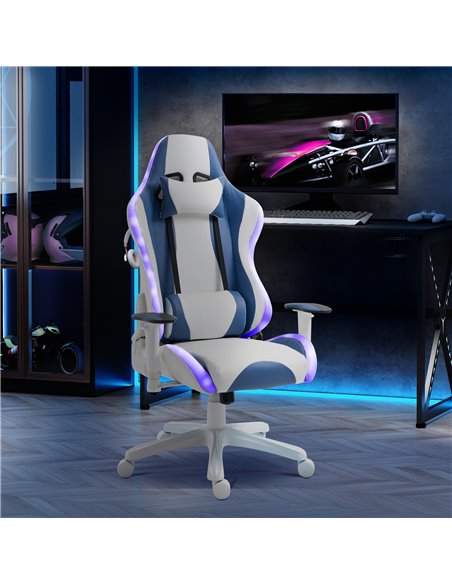 Vinsetto RGB LED Light Gaming Chair, PU Leather Thick Padding High Back Office Chair with Removable Pillows Adjustable Height 5  - pic 8239 | FastDaddyshop