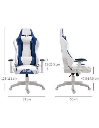 Vinsetto RGB LED Light Gaming Chair, PU Leather Thick Padding High Back Office Chair with Removable Pillows Adjustable Height 5 