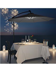 Outsunny 3(m) LED Banana Parasol with Solar Lights, Black 84D-066BK 2