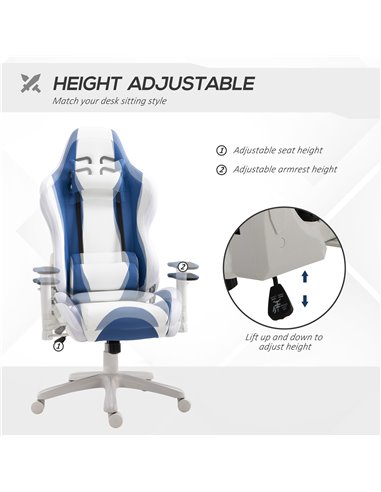 Vinsetto RGB LED Light Gaming Chair, PU Leather Thick Padding High Back Office Chair with Removable Pillows Adjustable Height 5 