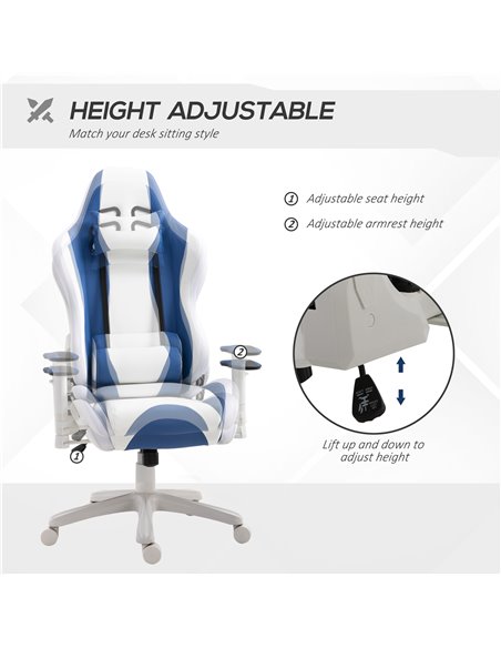 Vinsetto RGB LED Light Gaming Chair, PU Leather Thick Padding High Back Office Chair with Removable Pillows Adjustable Height 5  - pic 8242 | FastDaddyshop