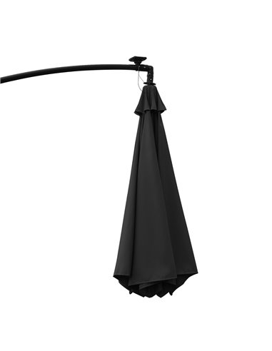 Outsunny 3(m) LED Banana Parasol Garden Cantilever Umbrella with Solar Lights, Crank Handle and Cross Base, Hanging Sun Shade, B