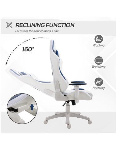 Vinsetto RGB LED Light Gaming Chair, PU Leather Thick Padding High Back Office Chair with Removable Pillows Adjustable Height 5 