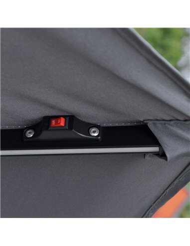Outsunny 3(m) Cantilever Banana Parasol Hanging Umbrella with Double Roof, LED Solar lights, Crank, 8 Sturdy Ribs and Cross Base