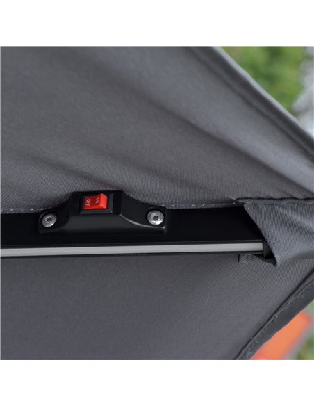 Outsunny 3(m) Cantilever Banana Parasol Hanging Umbrella with Double Roof, LED Solar lights, Crank, 8 Sturdy Ribs and Cross Base - pic 82434 | FastDaddyshop