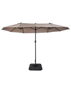 Outsunny 4.6m Garden Parasol Double-Sided Sun Umbrella with Stand, Tan 84D-P050
