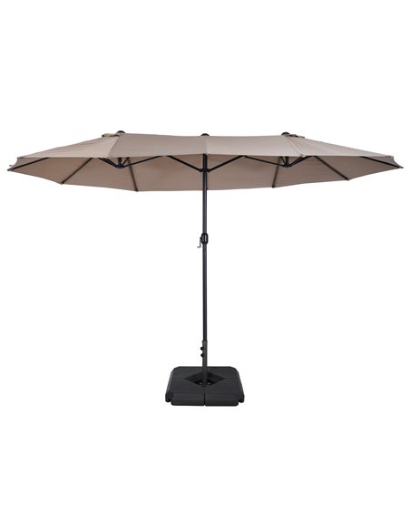 Outsunny 4.6m Garden Parasol Double-Sided Sun Umbrella with Stand, Tan 84D-P050 - pic 82435 | FastDaddyshop