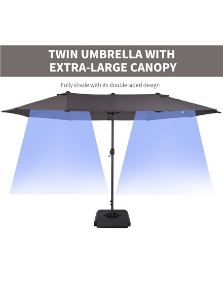 Outsunny 4.6m Garden Parasol Double-Sided Sun Umbrella Patio Market Shelter Canopy Shade with Umbrella Stand, Grey - pic 82447 | FastDaddyshop