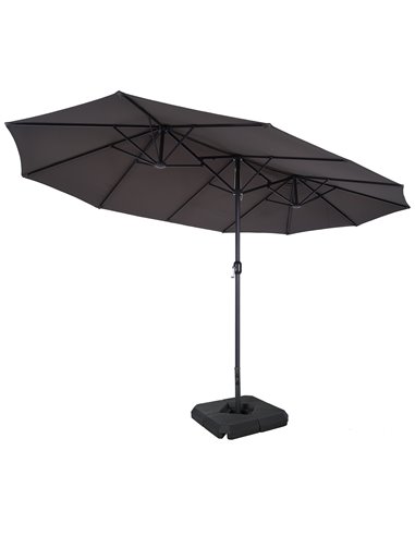Outsunny 4.6m Garden Parasol Double-Sided Sun Umbrella Patio Market Shelter Canopy Shade with Umbrella Stand, Grey