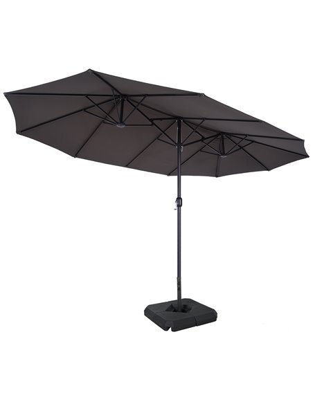 Outsunny 4.6m Garden Parasol Double-Sided Sun Umbrella Patio Market Shelter Canopy Shade with Umbrella Stand, Grey - pic 82451 | FastDaddyshop