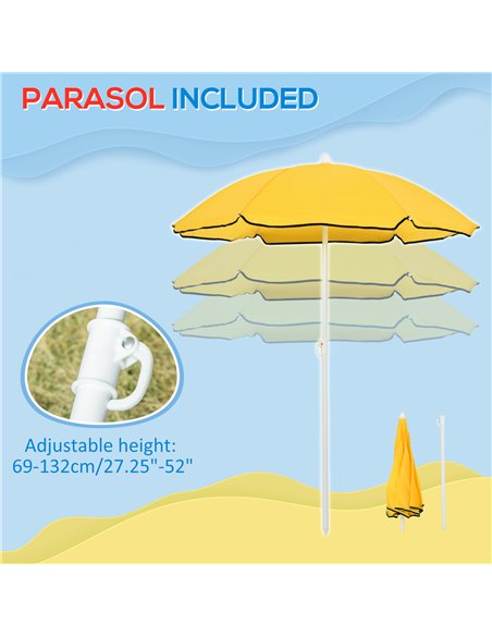 HOMCOM Sand and Water Play Table with Accessories and Adjustable Parasol, Multicoloured, for Outdoor Fun 343-046 - pic 82484 | FastDaddyshop