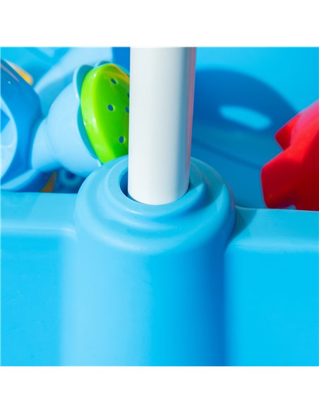 HOMCOM Sand and Water Play Table with Accessories and Adjustable Parasol, Multicoloured, for Outdoor Fun 343-046 - pic 82488 | FastDaddyshop