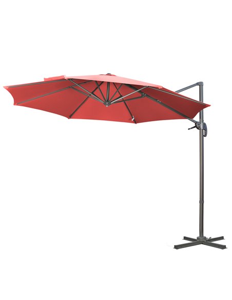 Outsunny 3 x 3(m) Cantilever Parasol with Cross Base Crank Handle, Wine Red 84D-052V00WR - pic 82507 | FastDaddyshop