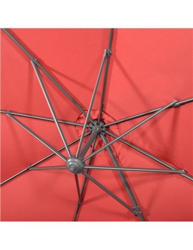 Outsunny 3 x 3(m) Cantilever Parasol with Cross Base Crank Handle, Wine Red 84D-052V00WR