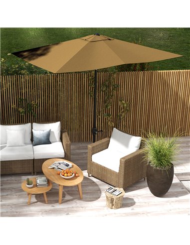 Outsunny 2 x 3(m) Garden Parasol Umbrella, Rectangular Outdoor Market Umbrella Sun Shade w/ Crank, Push Button Tilt, 6 Ribs, Alu