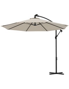 Outsunny 3(m) Cantilever Parasol with Solar LED Lights, Beige 84D-066V01BG